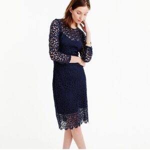 J. Crew Collection Navy Blue Lace Dress size 12 career cocktail formal